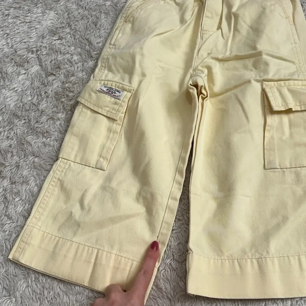 Vintage Ralph Lauren Kids 6X Casual Butter Yellow Wide Leg Cargo Trousers